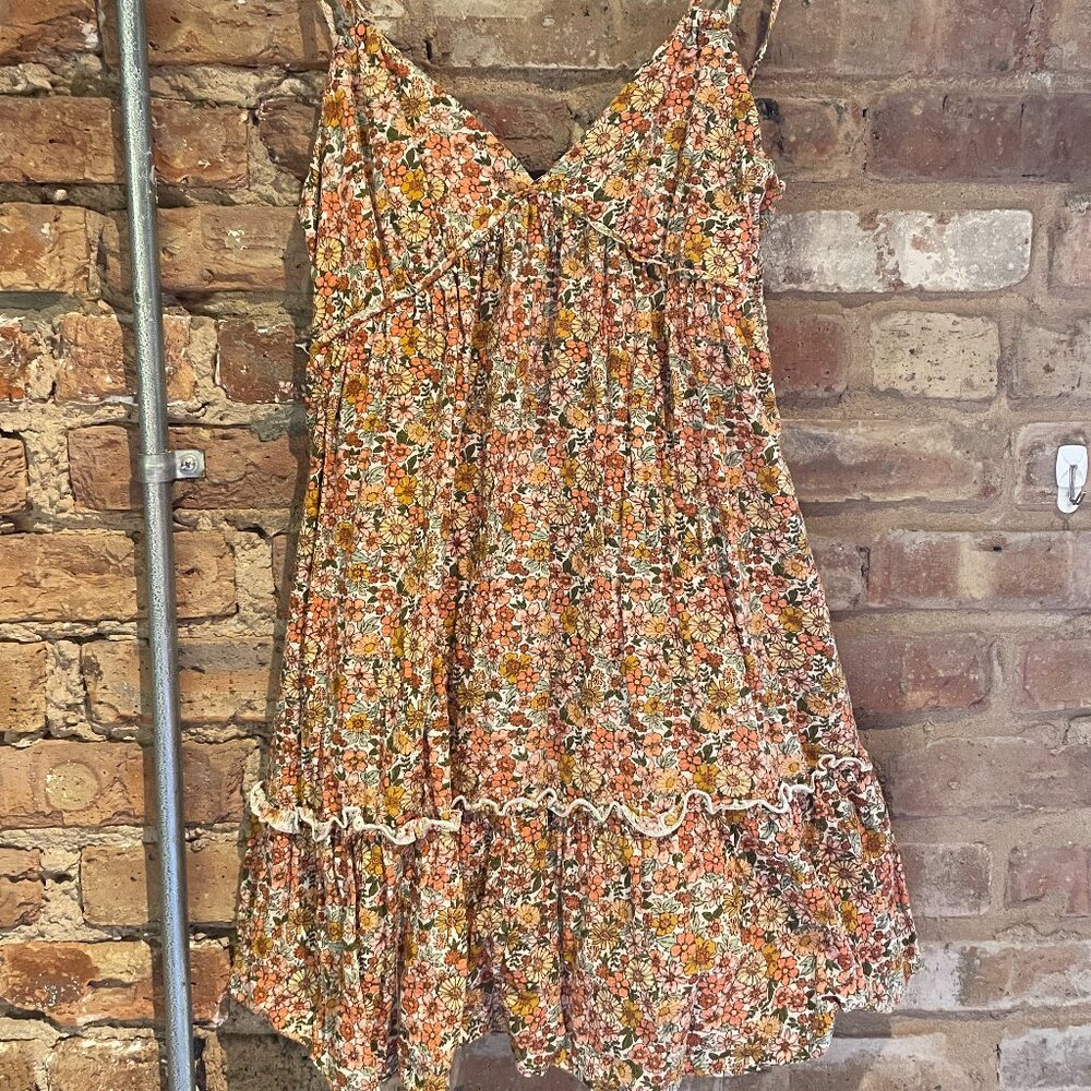 Wild Fable Pink Orange Summer Floral Mini Dress